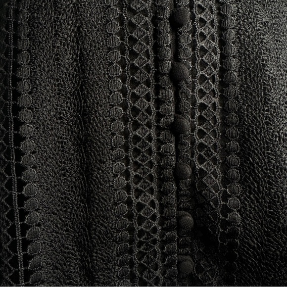 Free People Tank Top Womens XS Petite Black Rory Crochet Keyhole Front Buttons - Picture 9 of 15